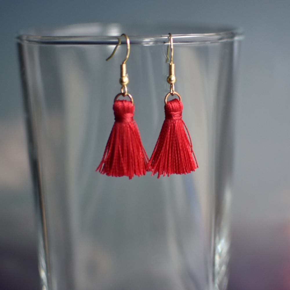 Maroon Tassle Earrings